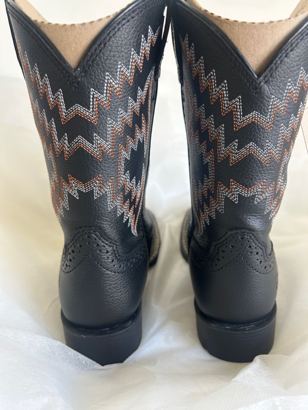 Ariat Youth  Black Western Leather Cowboy Boots with Western Stitching - Picture 3 of 7